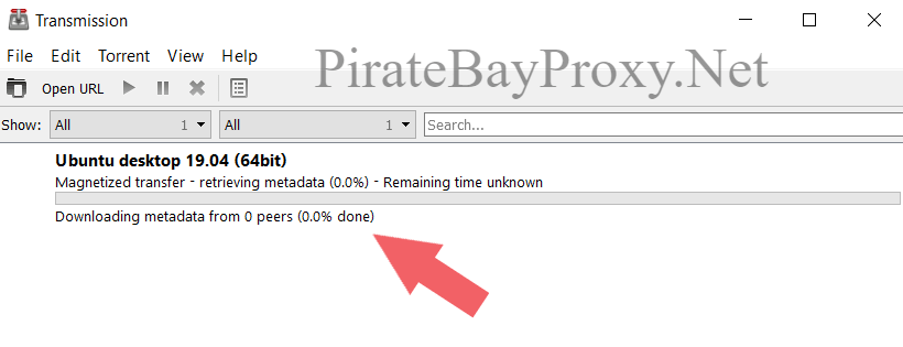 Torrent actively downloading in Transmission