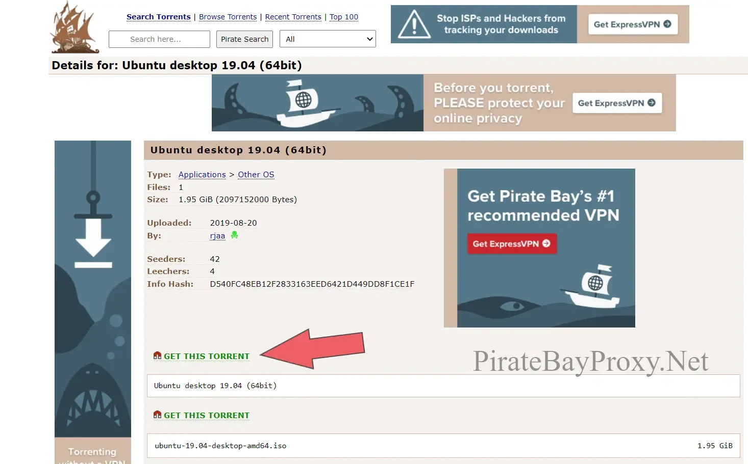 Clicking Get This Torrent on a torrent description page