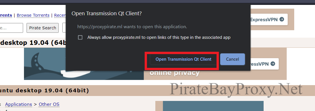 Open bittorrent client
